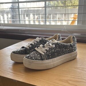 Betsey Johnson Silver Athletic Shoes with Glittery Texture